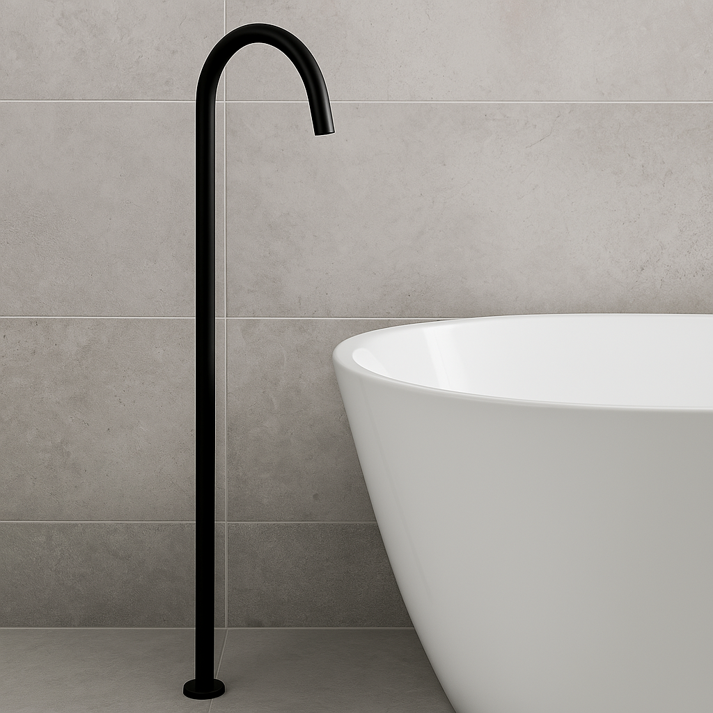 Onix Black Round Floor Bath Spout