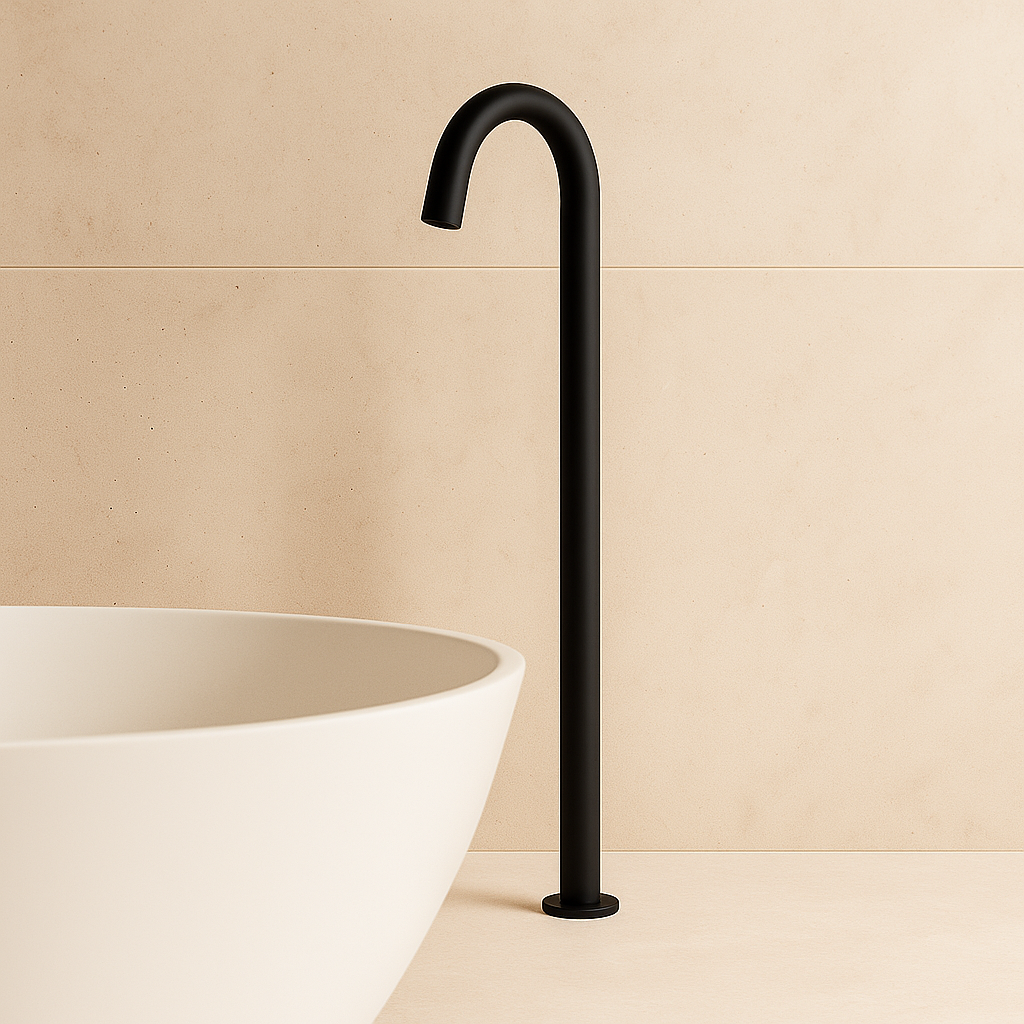 Black Square Floor Bath Spout