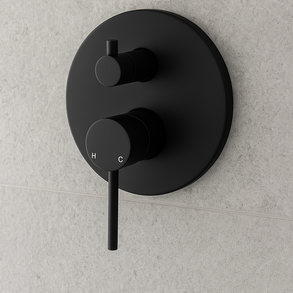 Onix Black Round Shower Mixer With Diverter
