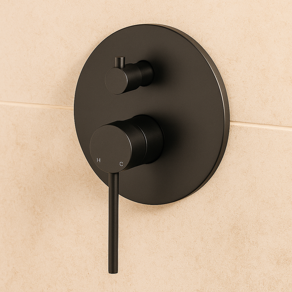 Onix Black Round Shower Mixer With Diverter