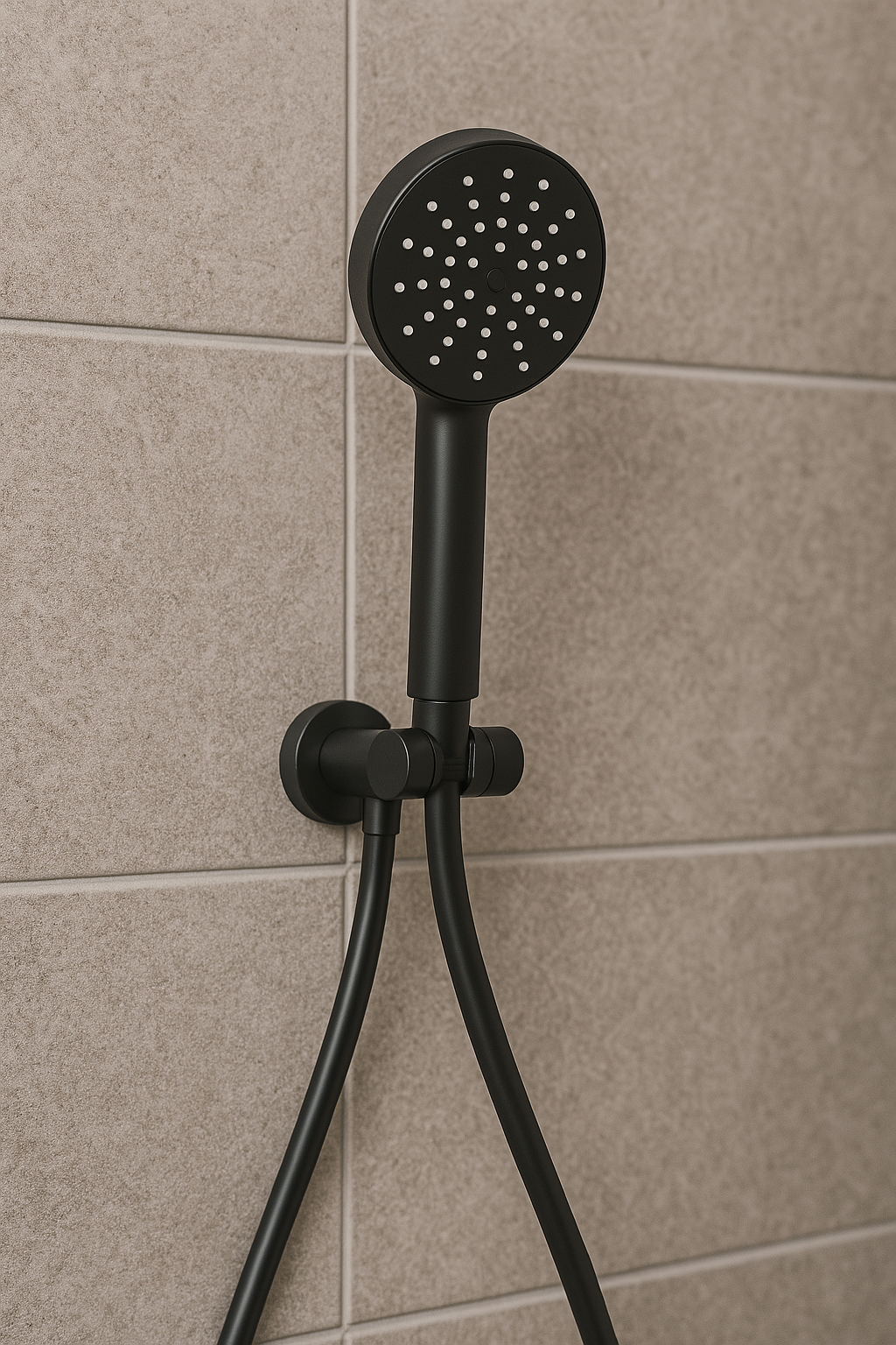 Black Round Shower Unit on Bracket