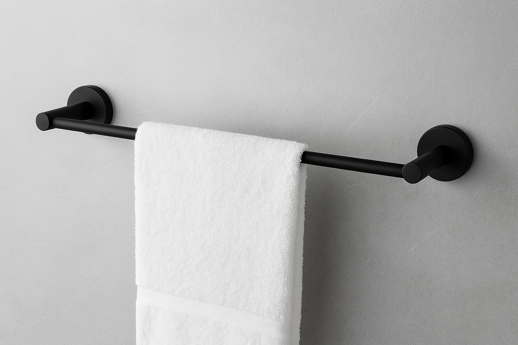 Black Round Towel Rail 750mm