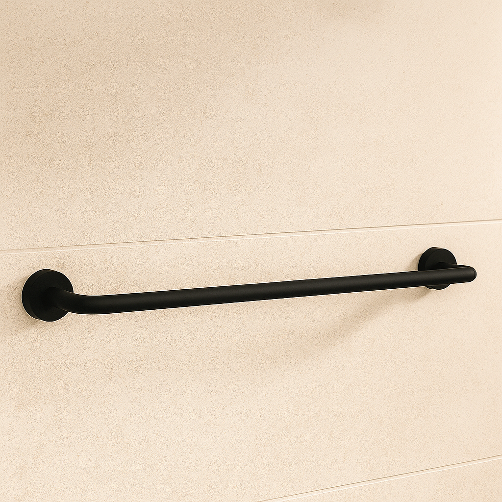Black Round Towel Rail 750mm