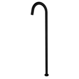 Black Square Floor Bath Spout with twist-screw installation, modern design for freestanding bathtubs, contemporary bathroom fixture.