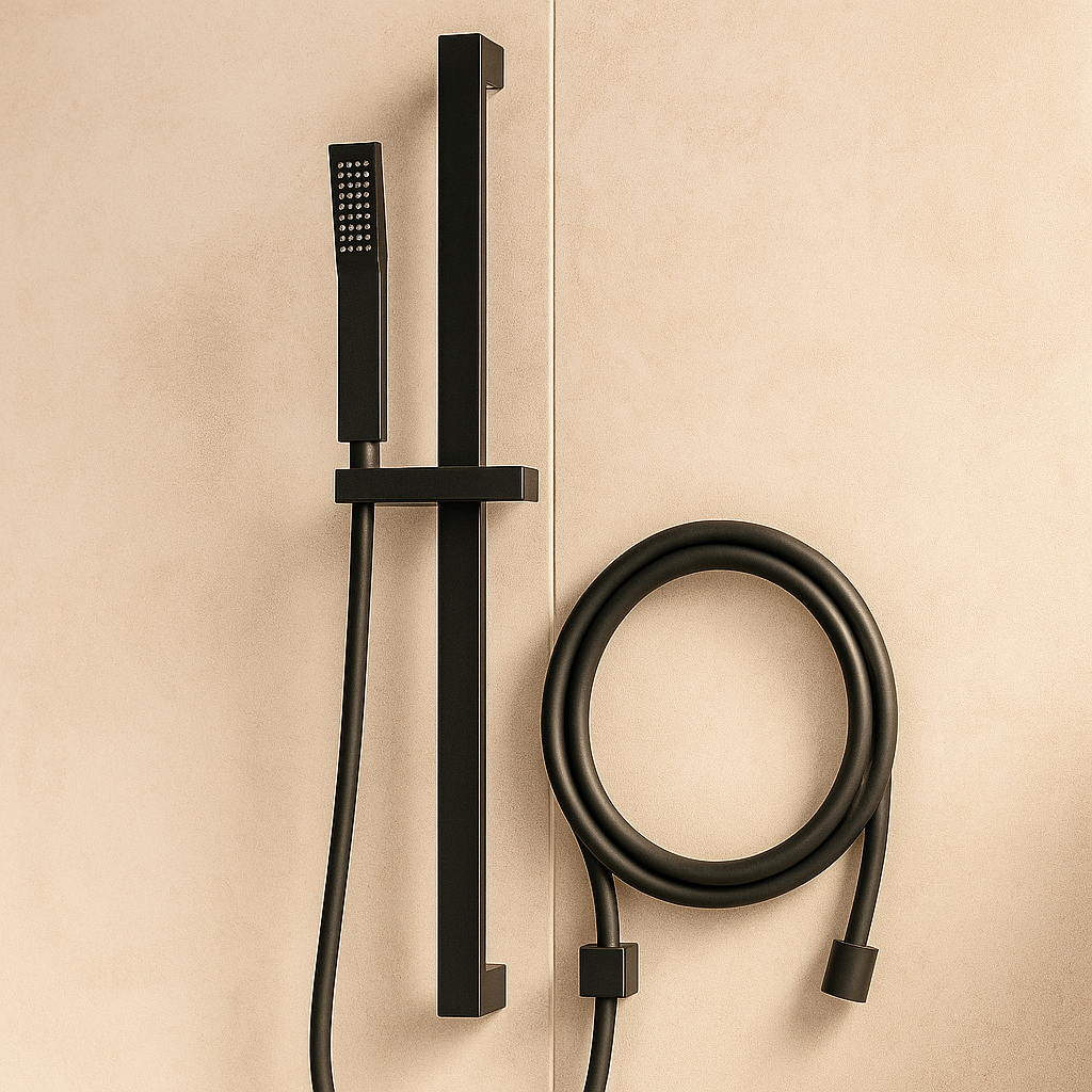 Onix Black Square Shower Hose & Sprayer