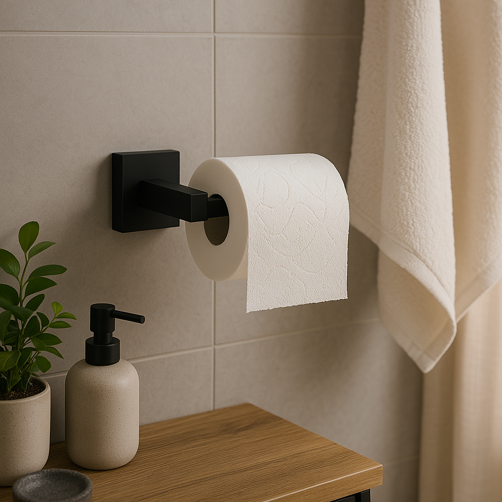 Onix Black Square Toilet Paper Holder