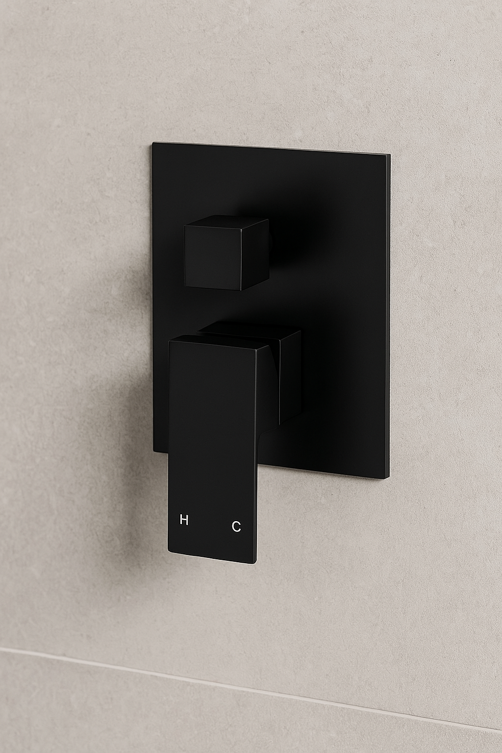 Onix Black Square Wall Mixer Shower Diverter