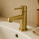 Marbella Brushed Gold Basin Mixer Straight Spout