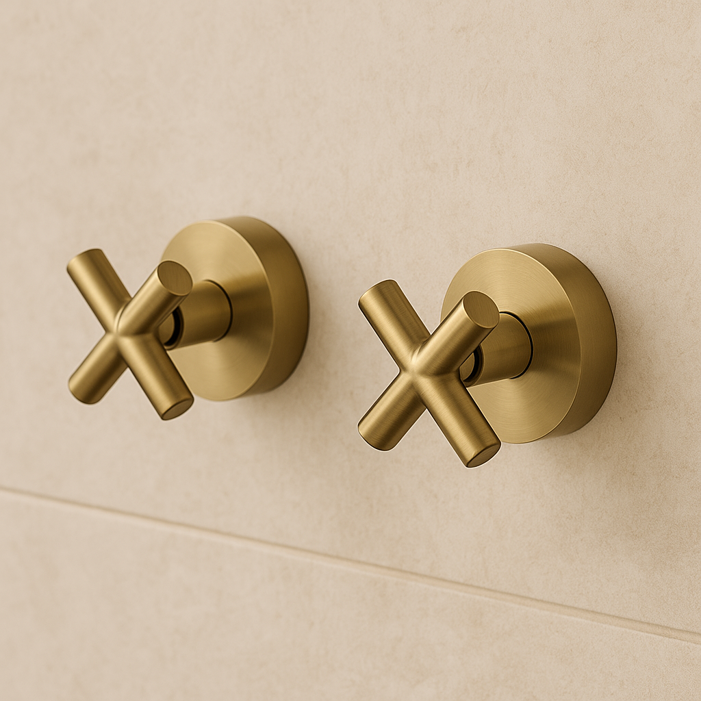Marbella Brushed Gold Cross Handle Taps