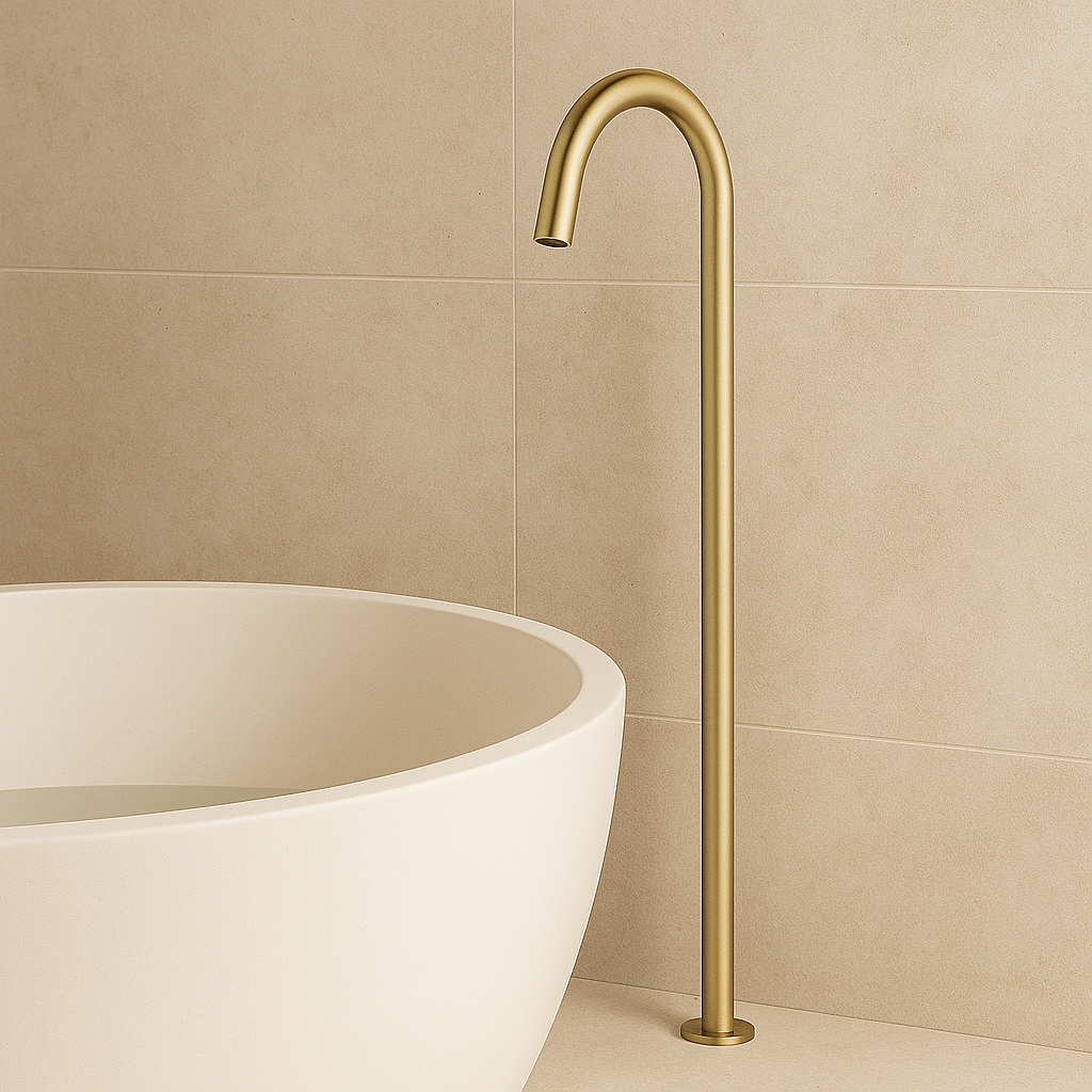 Marbella Brushed Gold Floor Bath Spout