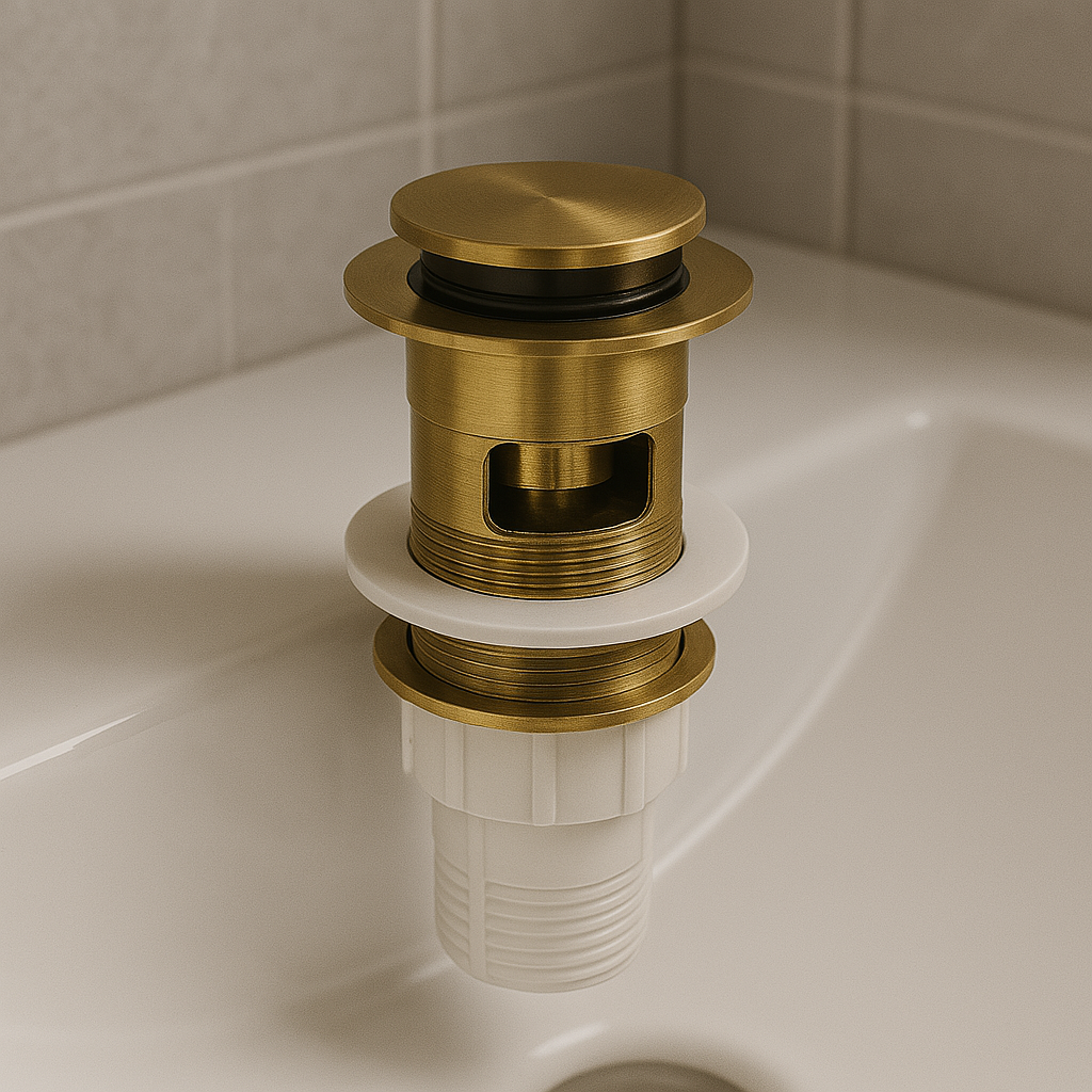 Marbella Brushed Gold Pop-Up 32mm With Overflow