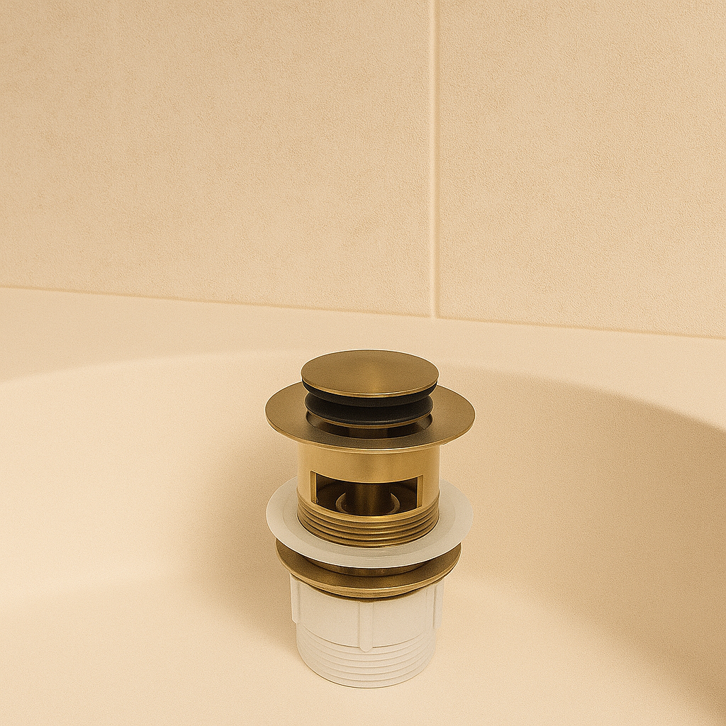 Marbella Brushed Gold Pop-Up 32mm With Overflow