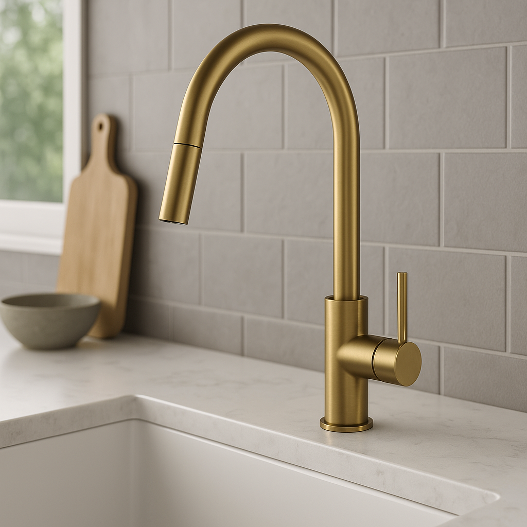 Marbella Brushed Gold Pull-out Kitchen/Laundry Mixer