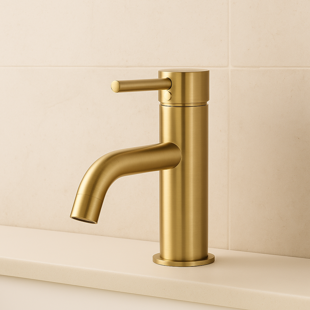 Marbella Brushed Gold Round Basin Mixer