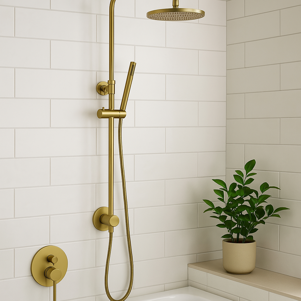 Marbella Brushed Gold Round Shower Unit