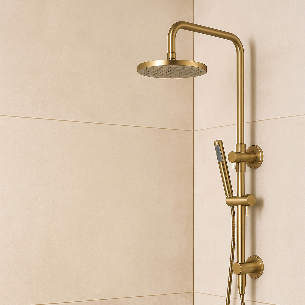 Marbella Brushed Gold Round Shower Unit