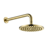 DGH-2001 Brushed Gold Showerhead on Wall Mounted Arm – 200mm showerhead with 300mm arm for modern bathrooms.