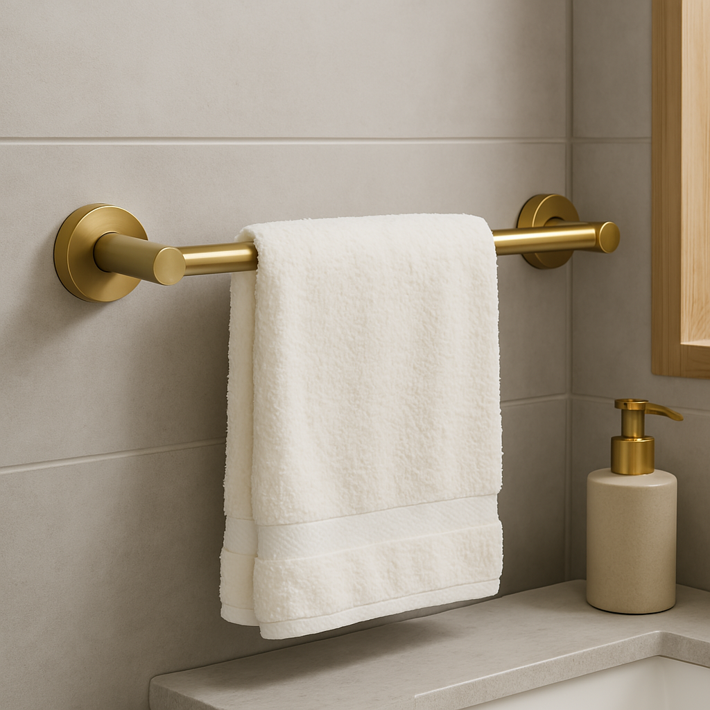 Marbella Brushed Gold Single Towel Rail 600mm