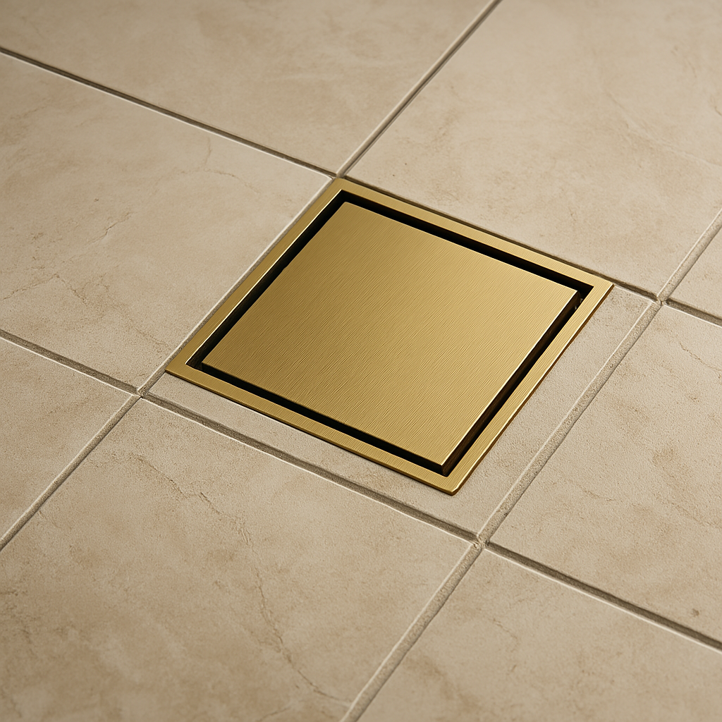 Marbella Brushed Gold Tile Insert Floor Waste