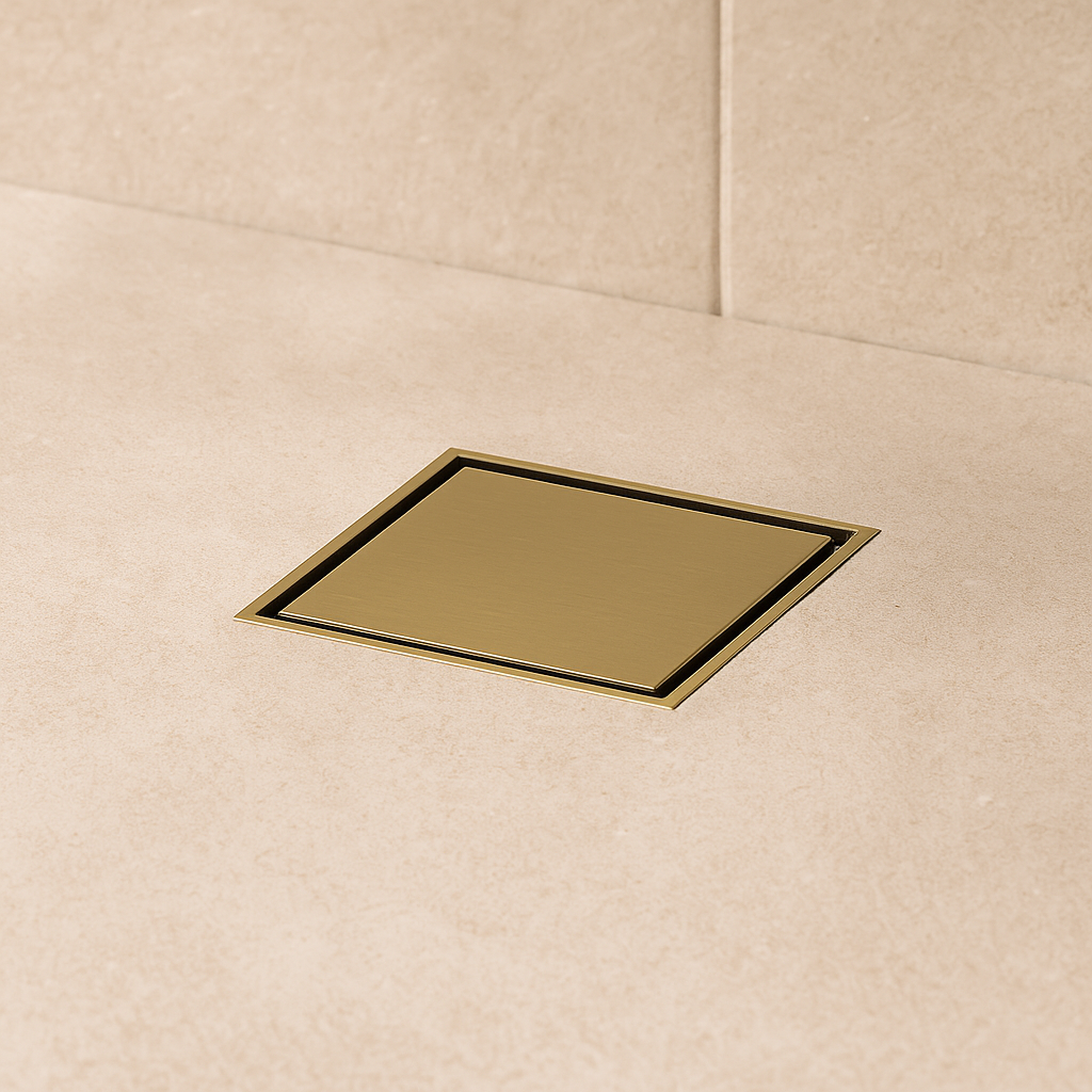 Marbella Brushed Gold Tile Insert Floor Waste