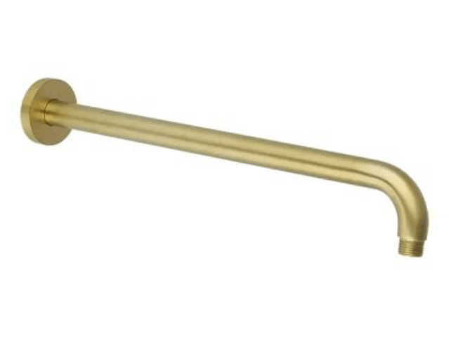 DGM-010 Brushed Gold Wall Mounted Arm – 300mm length, modern design with brushed gold finish, ideal for showerheads and bathroom fixtures.
