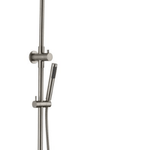 BNB-305 Brushed Nickel Dual Shower with Diverter, featuring a 200mm showerhead and solid brass rail, water inlet from top bracket, 9L/min, WELS 3 Star.