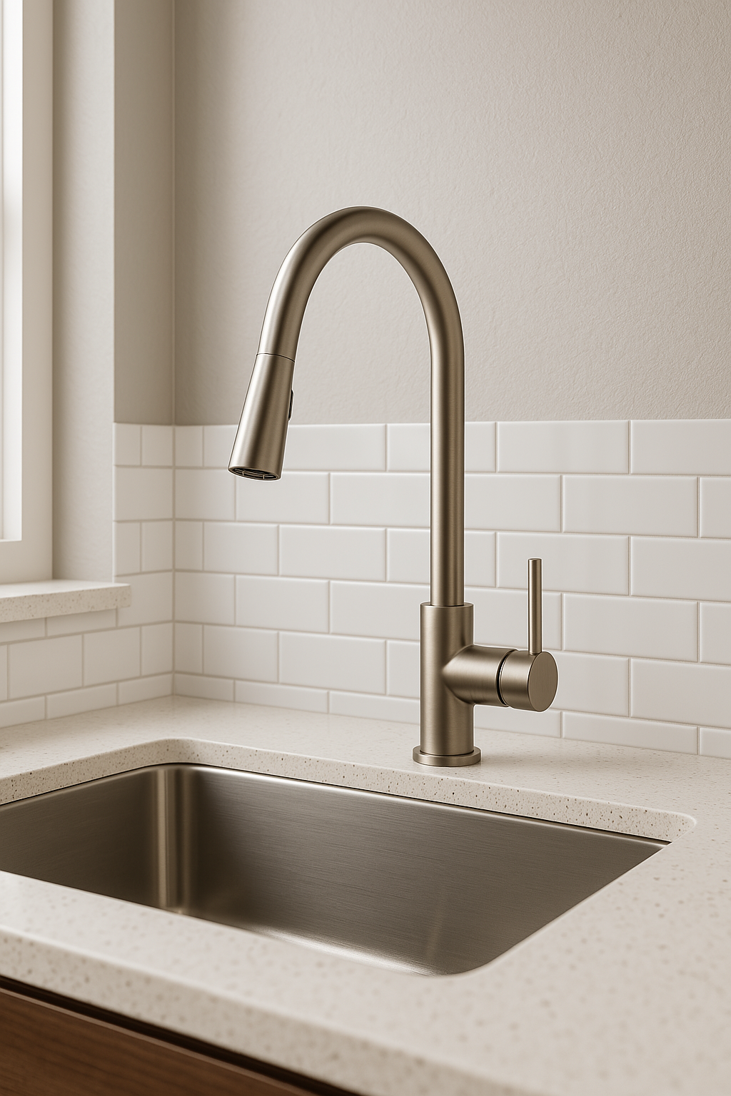 Valencia Brushed Nickel Pull-out Kitchen/Laundry Mixer