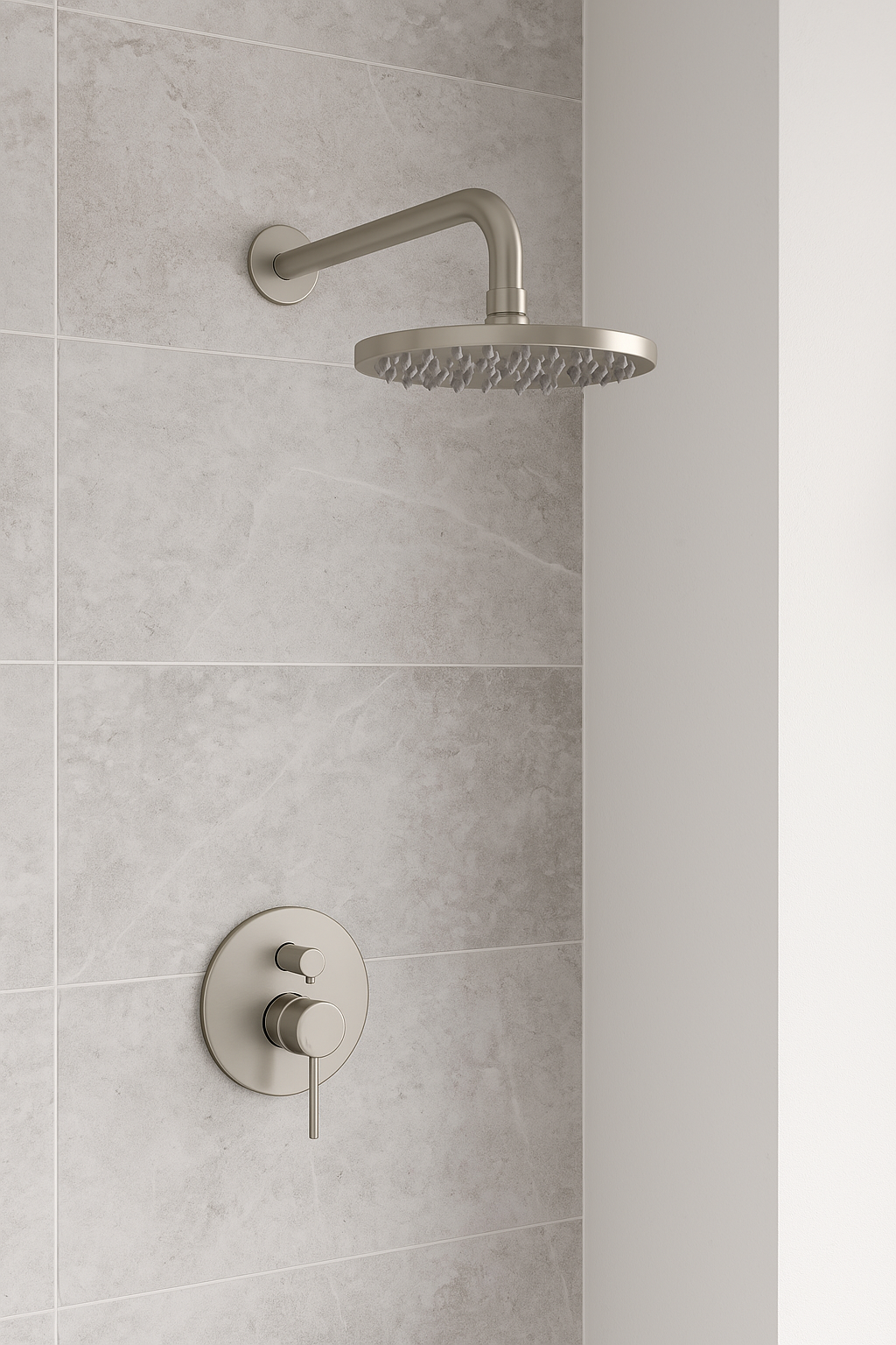 Valencia Brushed Nickel Showerhead on Wall Mounted Arm