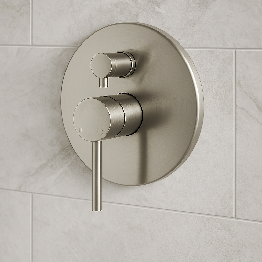 Valencia Brushed Nickel Wall Mixer with Diverter