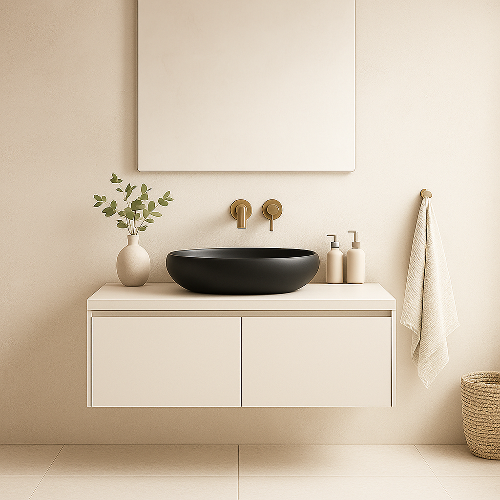 CB-127 Oval Countertop Basin – 490mm Matte Finish (Black or White)