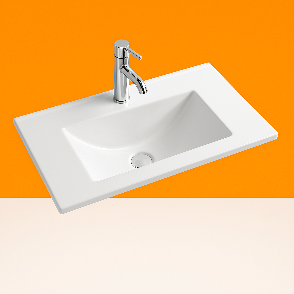 Ceramic Vanity Basin – Gloss White Top 750mmx360mmx190mm