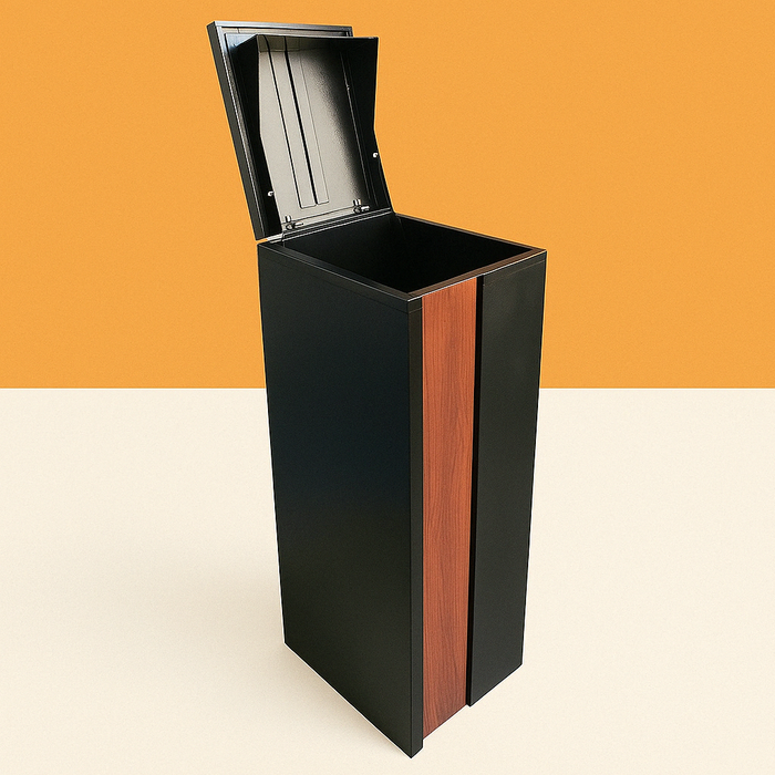Slim Black Brown Timber Parcel Letterbox with Lock - Package Drop Box