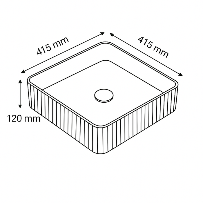 Fluted Square Above-Counter Basin Ribbed Ceramic Design