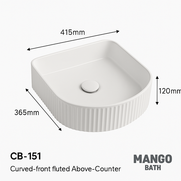 Fluted Curved Front Basin Ribbed Ceramic Design