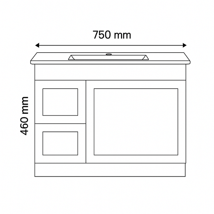 Quinn 750WL Freestanding 460mm Vanity Modern European Design