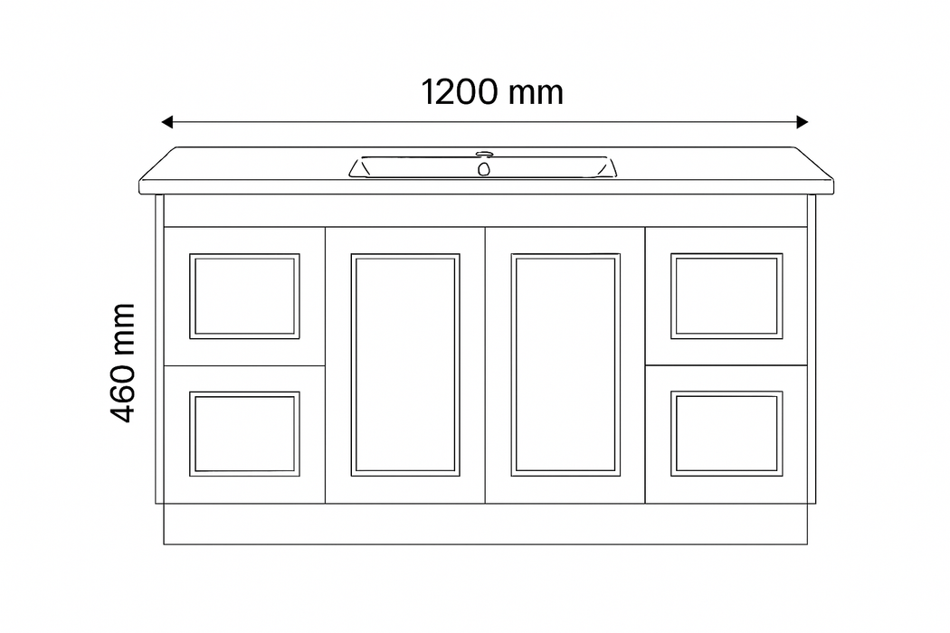Luna 1200W Wall Hung Vanity 460mm  – Modern Floating Bathroom Cabinet