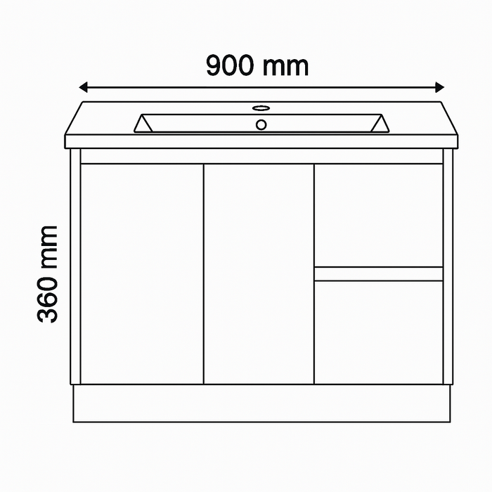 Sierra 900mm Freestanding Vanity with Drawers White Right Hand Draw