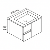 Sammy 900WL Freestanding 460mm  Vanity – Gloss or Matt 2-Pack Finish with Soft Close Drawers