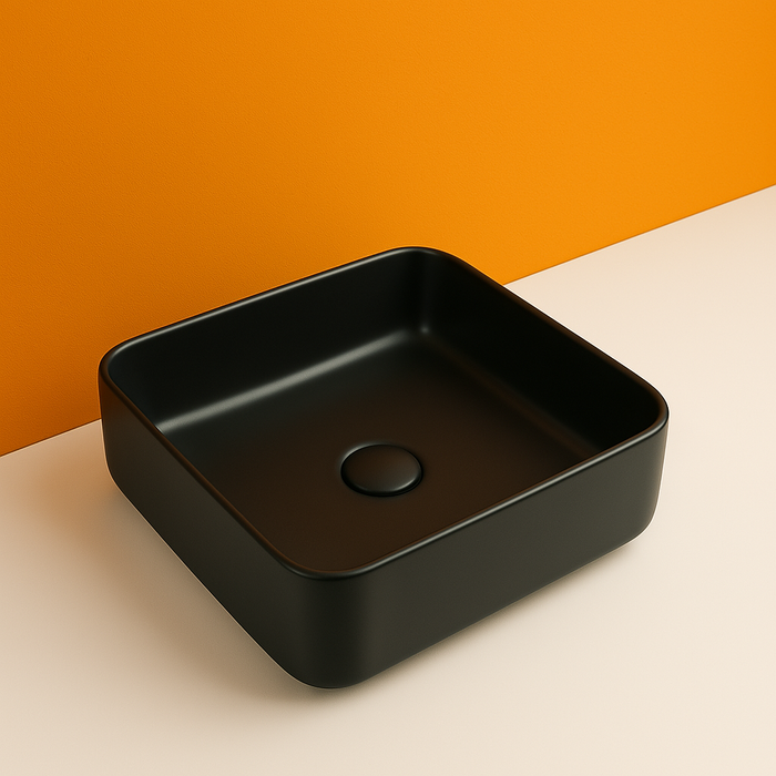Square Countertop Ceramic Basin – Matte Finish 370mmx370mmx120mm