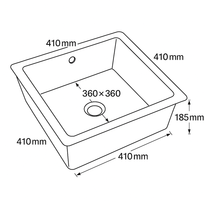 Undermount Ceramic Sink – 410mm Square with 12L Capacity