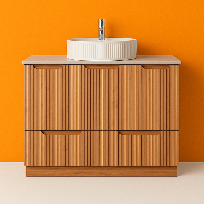 Duplex 855mm Floor Standing Vanity 1200mm– Grooved Panel with Soft Closing Drawers