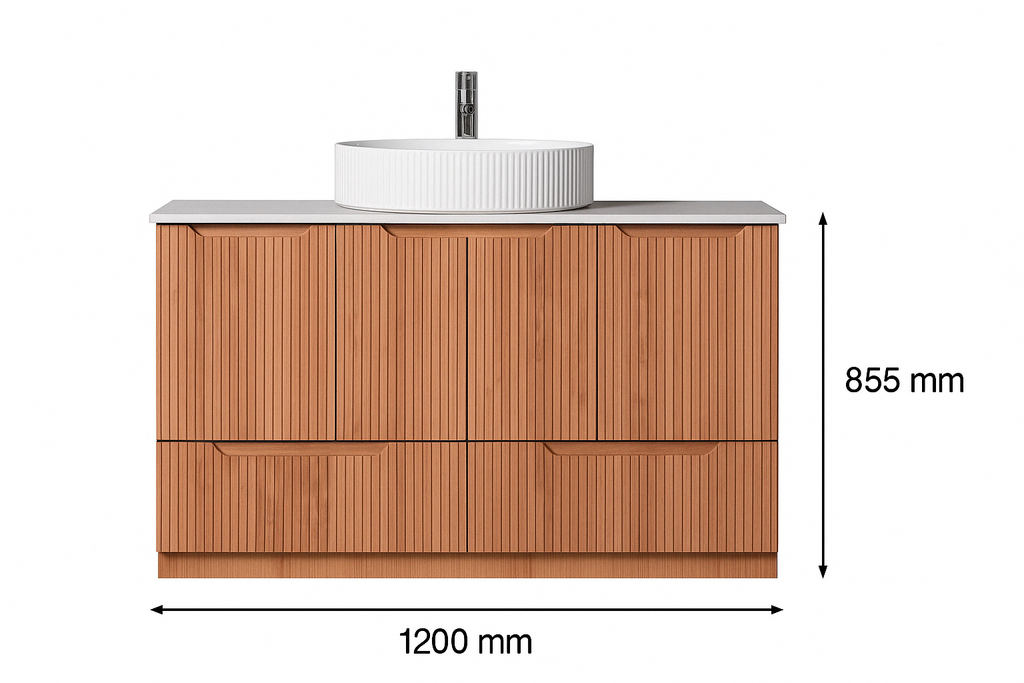 Duplex 855mm Floor Standing Vanity 1200mm– Grooved Panel with Soft Closing Drawers