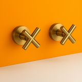 Brushed Gold Cross Handle Taps