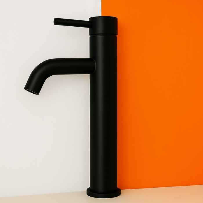 Black Tall Round Basin Mixer