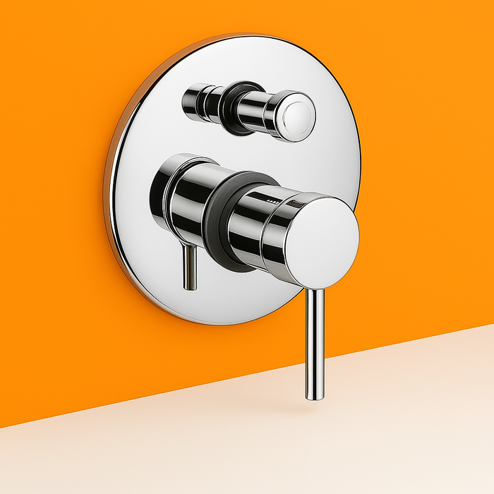 Chrome Round Shower Mixer With Diverter