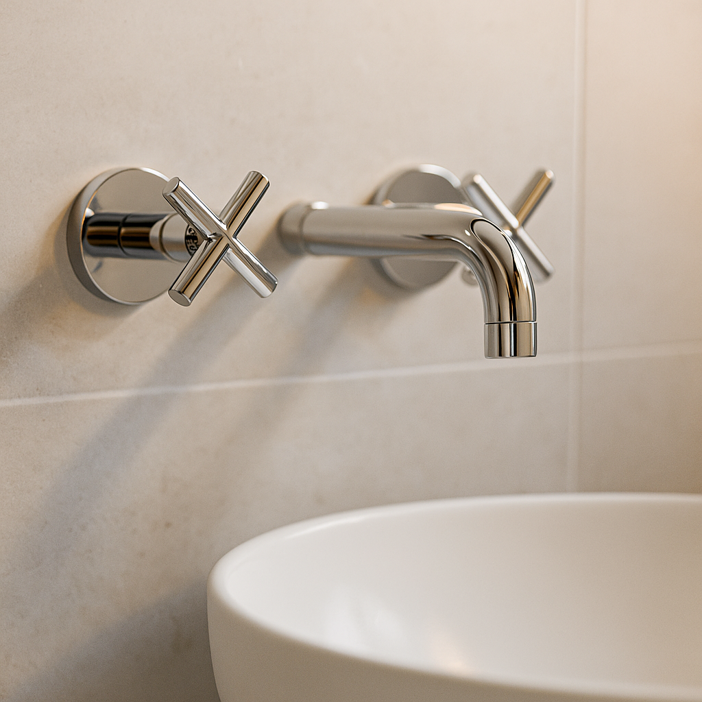 Chrome Cross Handle Wall Taps