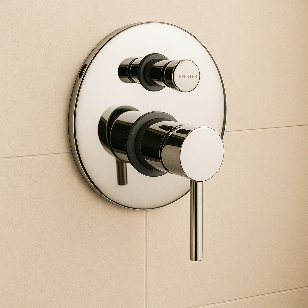 Chrome Round Shower Mixer With Diverter