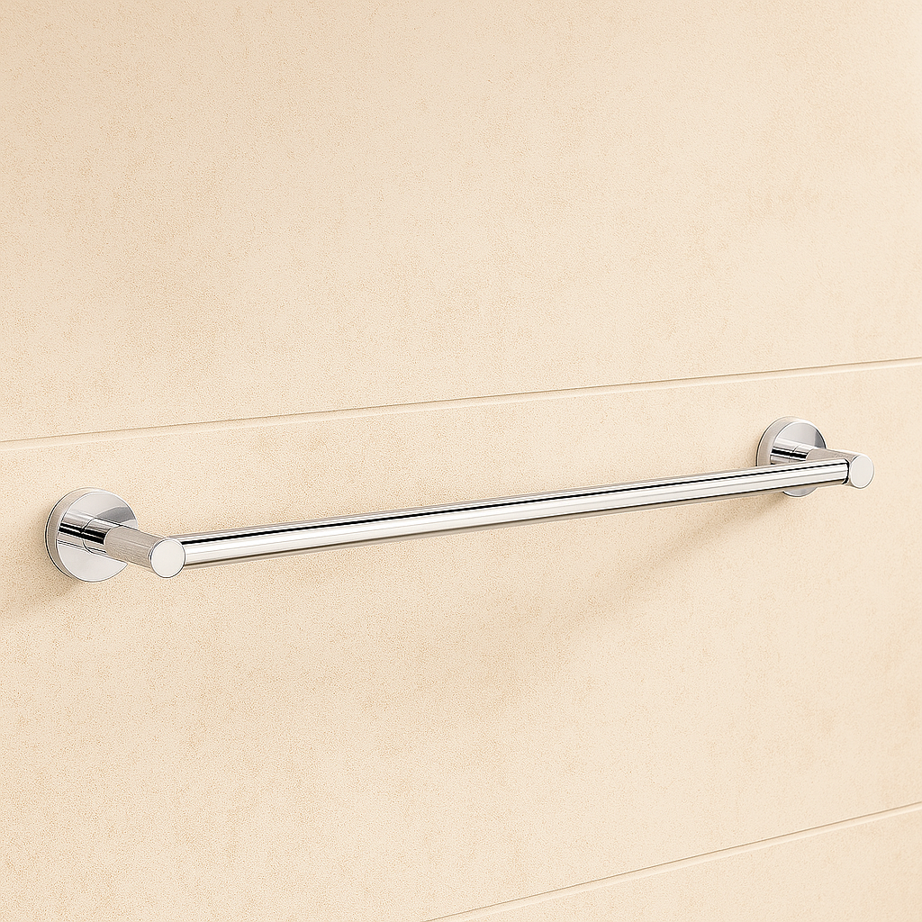 Chrome Round Single Towel Rail 750mm