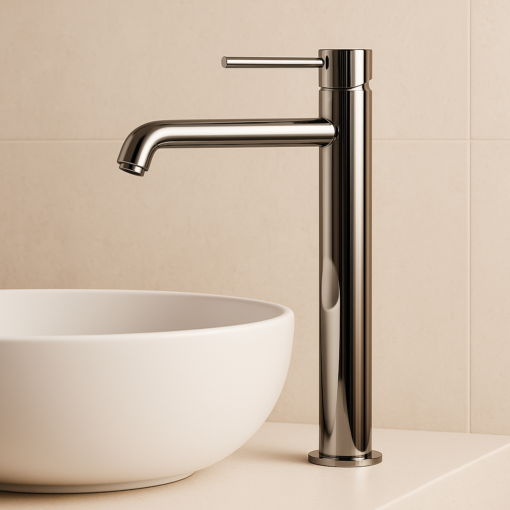 Chrome Round Tall Basin Mixer