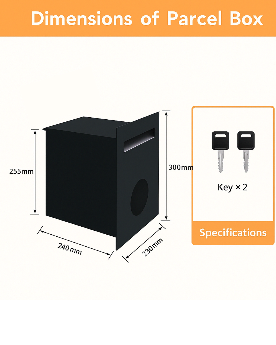 Compact Wall-Mount Lockable Letterbox – Matte Black